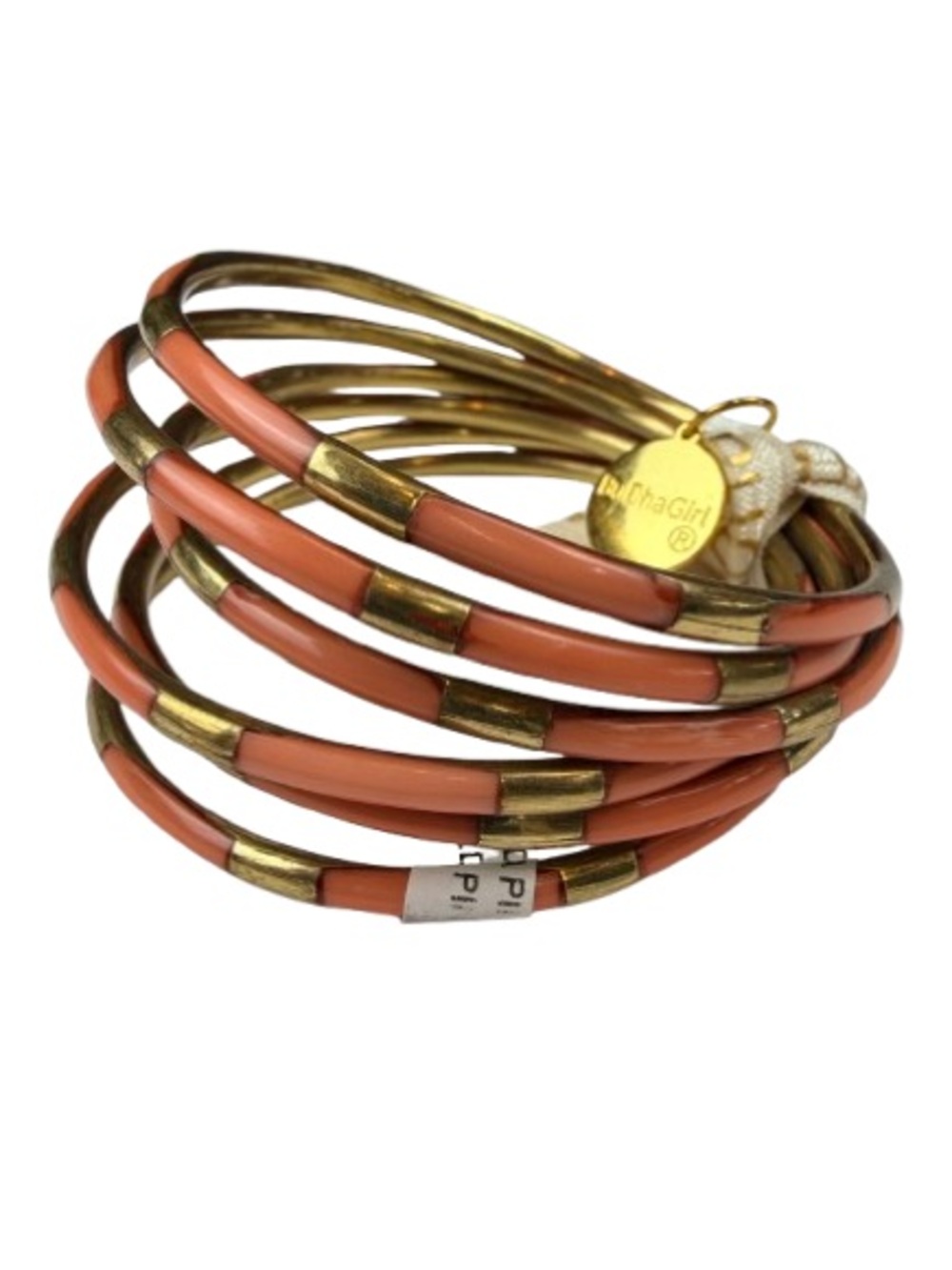 BuDhaGirl AWB All Weather Bangles Pink Gold Bracelet Stack Set 6 Medium